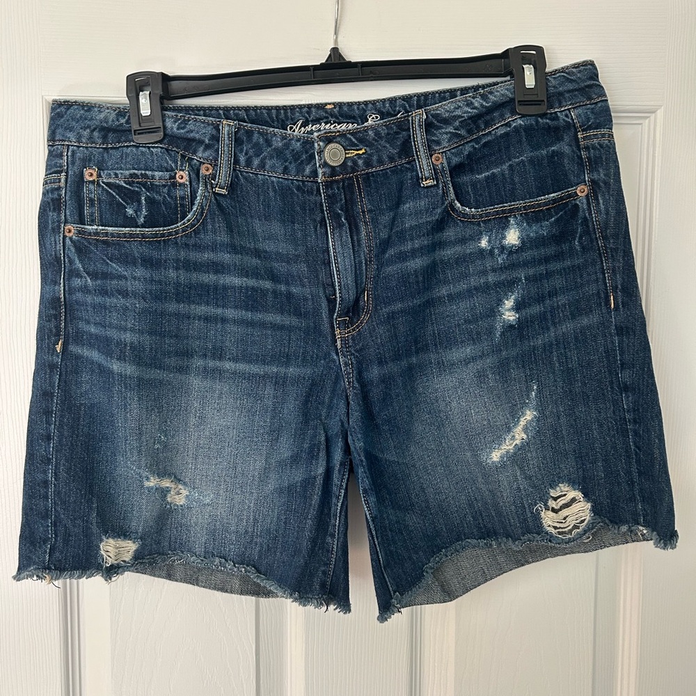 American Eagle Outfitters Blue Distressed Jean Shorts